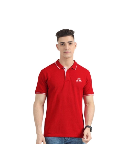 Greys&Blues Organic Polo Tshirt- Red with White Tipping